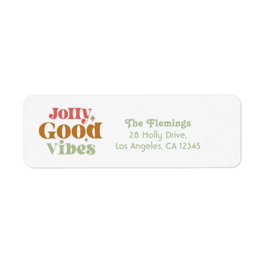 "Jolly Good Vibes" Retro Holiday Etiket (Voorkant)