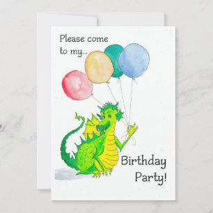 Jolly Green Dragon Birthday Party Invitation Kaart