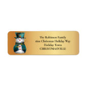 Jolly Groene Sneeuwman Whimsical Kerstmis Etiket (Voorkant)