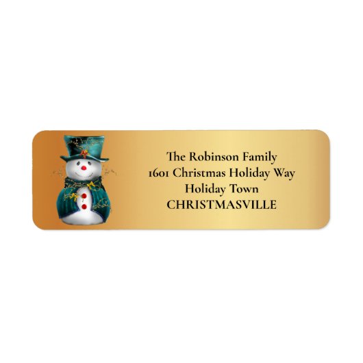 Jolly Groene Sneeuwman Whimsical Kerstmis Etiket (Voorkant)