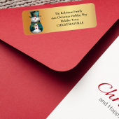 Jolly Groene Sneeuwman Whimsical Kerstmis Etiket