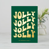 Jolly Groovy Wavy Green Christmas Gold Folie Feestdagenkaart (Staand Voorkant)