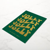 Jolly Groovy Wavy Green Christmas Gold Folie Feestdagenkaart (Gedraaid)