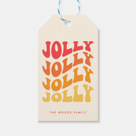 Jolly Groovy Wavy kleurrijke kerst Cadeaulabel (Voorkant)