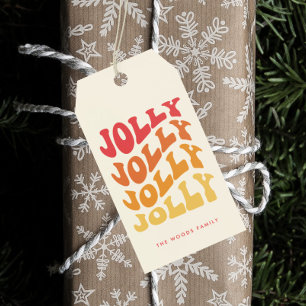 Jolly Groovy Wavy kleurrijke kerst Cadeaulabel