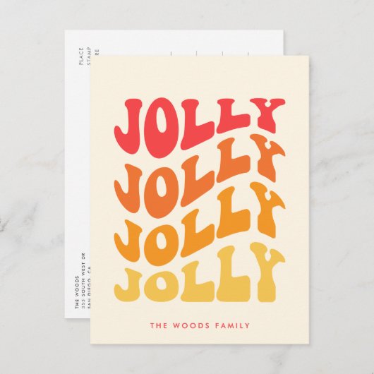 Jolly Groovy Wavy kleurrijke kerst Feestdagenkaart (Voorkant / Achterkant)