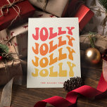 Jolly Groovy Wavy kleurrijke kerst Feestdagenkaart<br><div class="desc">Jolly Jolly Christmas Kaart: een retro ontwerp,  met een golvende  typografie en een kleurrijk palet.</div>