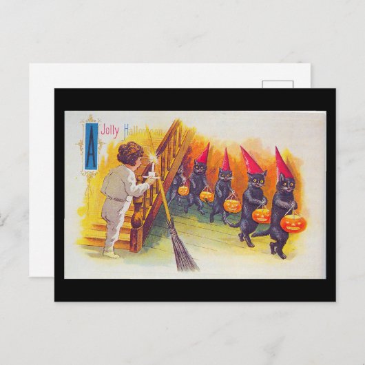 Jolly Halloween kaart Black Cats (Voorkant / Achterkant)