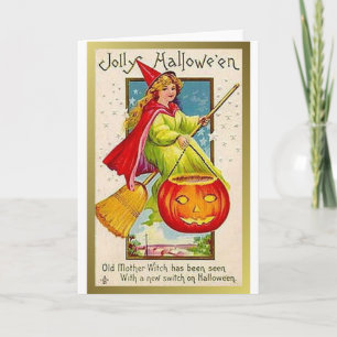 Jolly Halloween Old Moeder Witch (Gewijzigd) Kaart