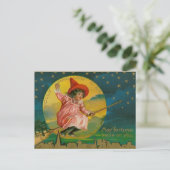 Jolly Halloween Vintage Witch Briefkaart (Staand voorkant)