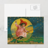 Jolly Halloween Vintage Witch Briefkaart (Voorkant / Achterkant)