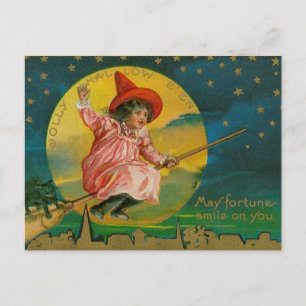 Jolly Halloween Vintage Witch Briefkaart
