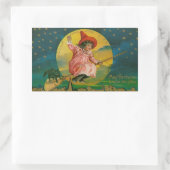 Jolly Halloween Vintage Witch Rechthoekige Sticker (Tas)