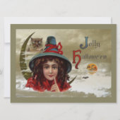 Jolly Halloween Witch & Owl Groot Briefkaart (Voorkant)