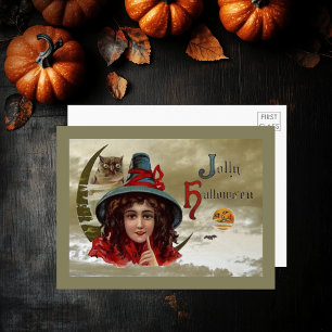 Jolly Halloween Witch & Owl Groot Briefkaart