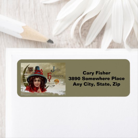  Jolly Halloween Witch Return Address Label (Insitu)