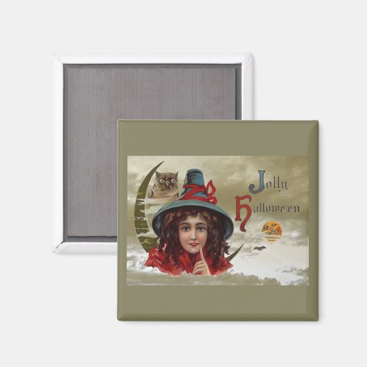  Jolly Halloween Witch Square Magnet (Voorkant / Achterkant)