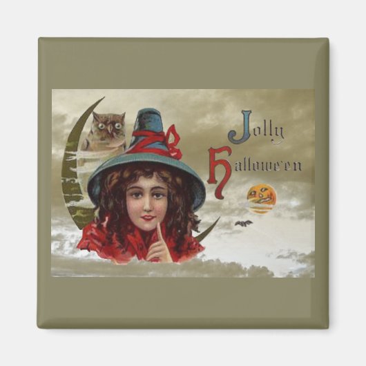  Jolly Halloween Witch Square Magnet (Voorkant)