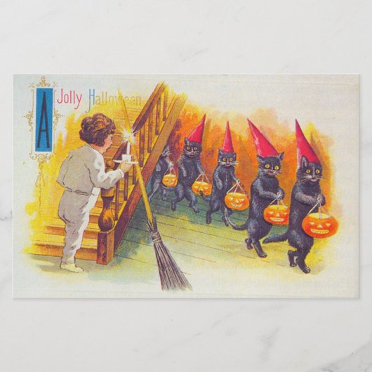 Jolly Halloween (zwarte katten) Briefpapier (Voorkant)