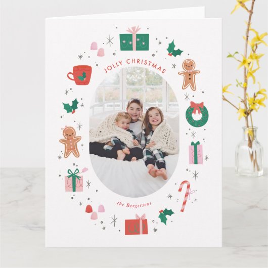 Jolly Happy Christmas Kaart (Gele Bloem)