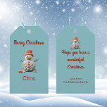 Jolly Holiday Christmas Snoep Meringue Snowman Cadeaulabel<br><div class="desc">Wie houdt er niet van snoep en desserts met kerst? Dit is mijn ontwerp van een vrolijke sneeuwpop, gemaakt van zoete lekkernijen. Het hoofdgedeelte van de sneeuwpop is gemaakt van meringue met snoepjes knopen. De sneeuwman heeft een marshmallow hoofd en een hoge hoed bedekt met snoep sprenkelingen. De armen, ogen...</div>