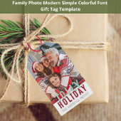 Jolly Holiday Familiefoto Kerstmis Cadeaulabel