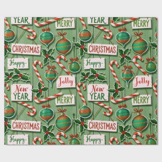 Jolly Holiday Jumble Green Cadeaupapier (Vlak)
