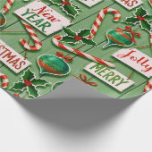 Jolly Holiday Jumble Green Cadeaupapier (Hoek)