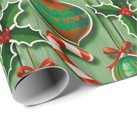 Jolly Holiday Jumble Green Cadeaupapier (Rol Hoek)