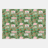 Jolly Holiday Jumble Green Inpakpapier Vel (Voorkant)