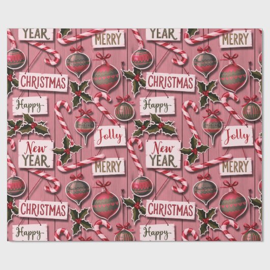 Jolly Holiday Jumble Pink Cadeaupapier (Vlak)