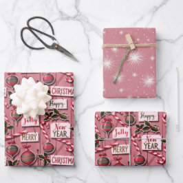 Jolly Holiday Jumble Pink Inpakpapier Vel