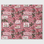 Jolly Holiday Jumble Roze Cadeaupapier (Vlak)