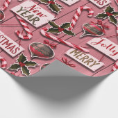 Jolly Holiday Jumble Roze Cadeaupapier (Hoek)
