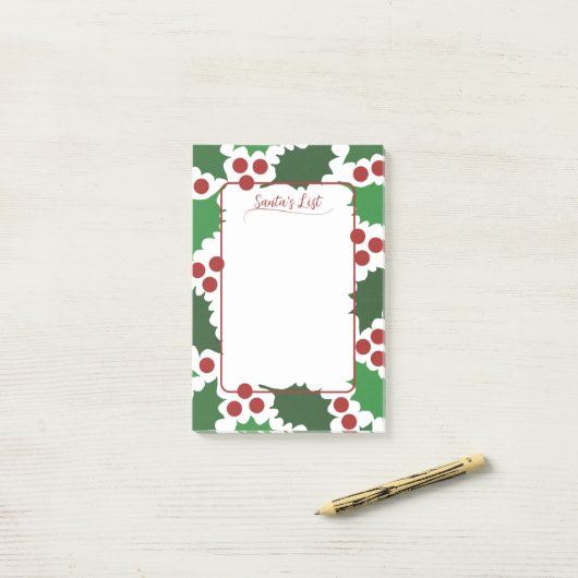 Jolly Holly & Berries Vakantie 4 x 6 Post-it® Notes (Op bureau)