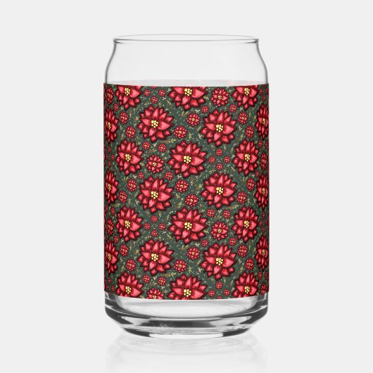 Jolly Holly Flower Christmas Design – Festive Blikvorm Glas (Voorkant)