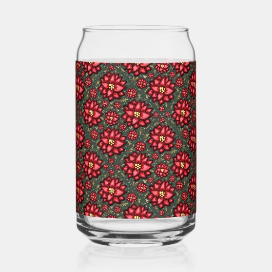 Jolly Holly Flower Christmas Design – Festive Blikvorm Glas (Achterkant)