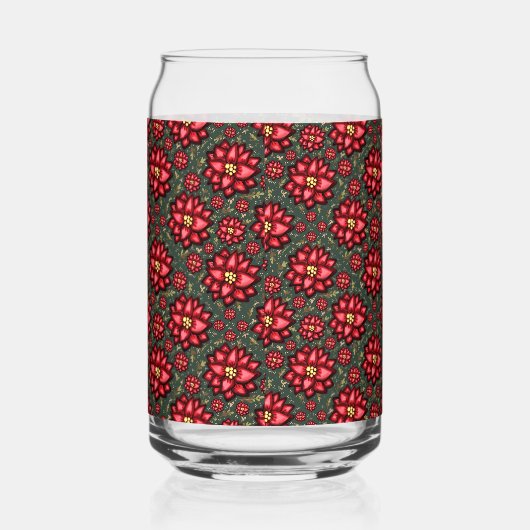Jolly Holly Flower Christmas Design – Festive Blikvorm Glas (Rechts)