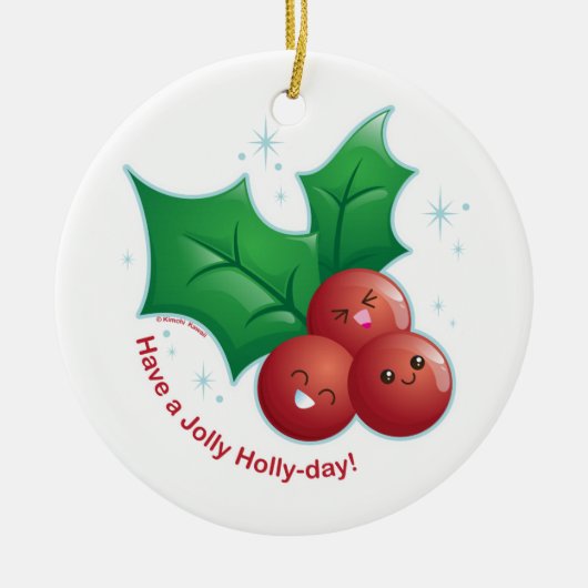 Jolly Holly Keramisch Ornament (Voorkant)
