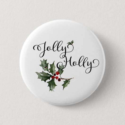 Jolly Holly Ronde Button 5,7 Cm (Voorkant)