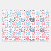 Jolly Holly Typografie Red Blue White Inpakpapier Vel (Voorkant 2)