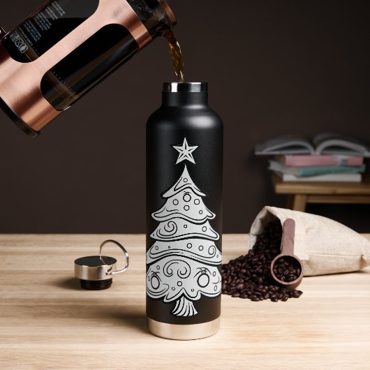Jolly Hydration: Kerstboom-Emblazoned Waterfles (Koffie)