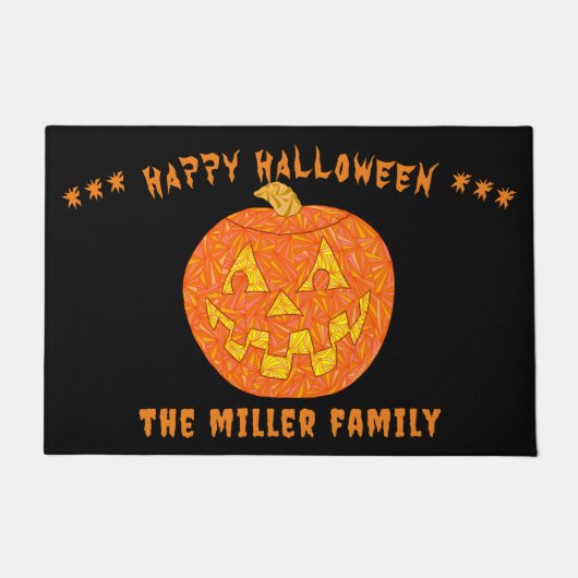 Jolly Jack O Lantern gepersonaliseerd Happy Hallow Deurmat (Voorkant)