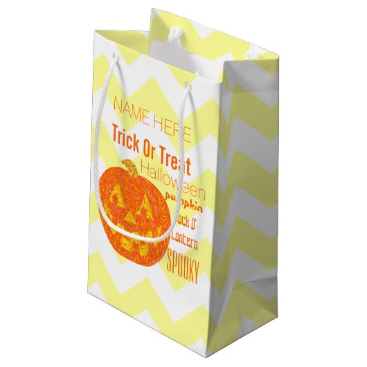Jolly Jack O Lantern Halloween Party Chevron Klein Cadeauzakje (Achterkant Gekanteld)