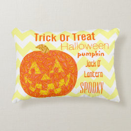 Jolly Jack O Lantern Halloween Pumpkin Chevron Accent Kussen