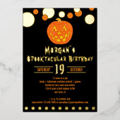 Jolly Jack O Lantern Kinder Halloween Verjaardag Folie Uitnodiging (Voorkant)