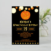 Jolly Jack O Lantern Kinder Halloween Verjaardag Folie Uitnodiging (Staand Voorkant)