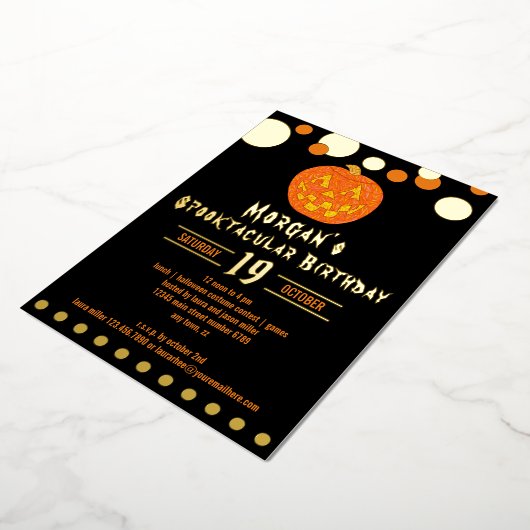 Jolly Jack O Lantern Kinder Halloween Verjaardag Folie Uitnodiging (Gedraaid)