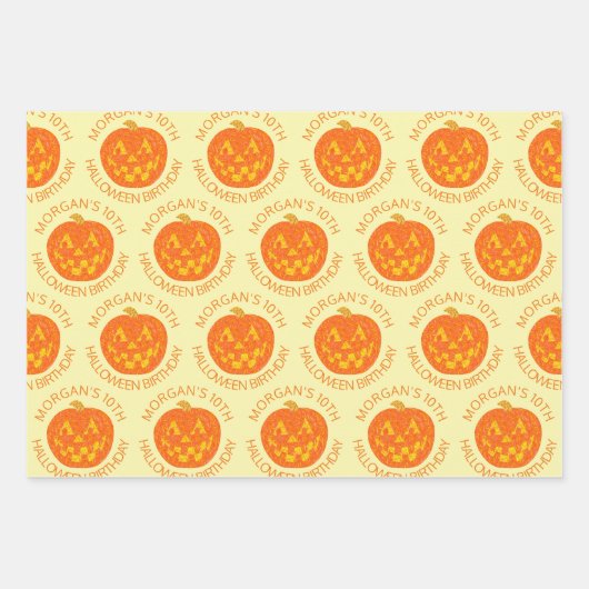 Jolly Jack O Lantern Leuk verjaardagsthema Hallowe Inpakpapier Vel (Voorkant)