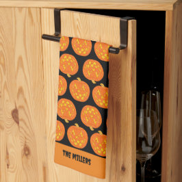 Jolly Jack O Lantern Pattern Schattige Zwart Hallo Theedoek